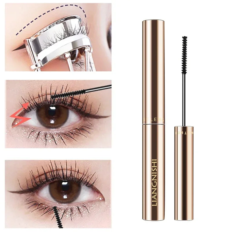 Silk Fiber Waterproof Mascara – Ultra-Fine Brush, Long & Curled Lashe