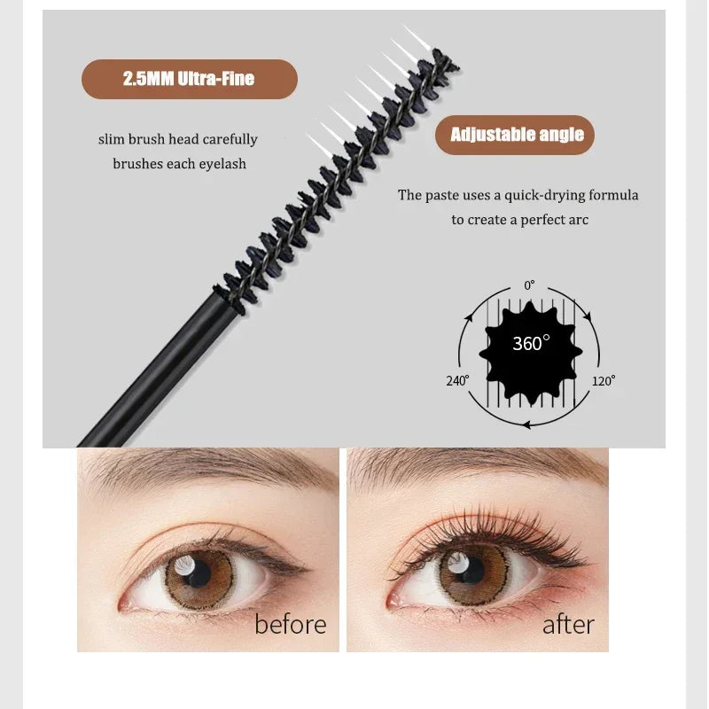 Silk Fiber Waterproof Mascara – Ultra-Fine Brush, Long & Curled Lashe